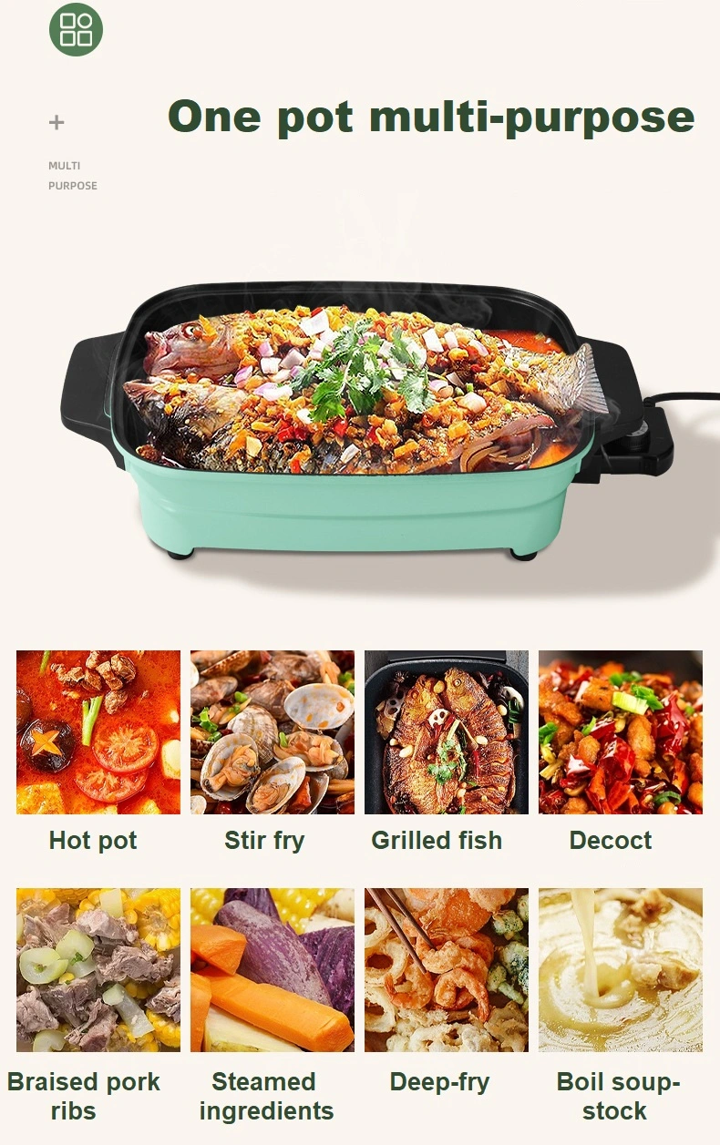 Rectangle 40cm Electric Frying Pan Large Capacity