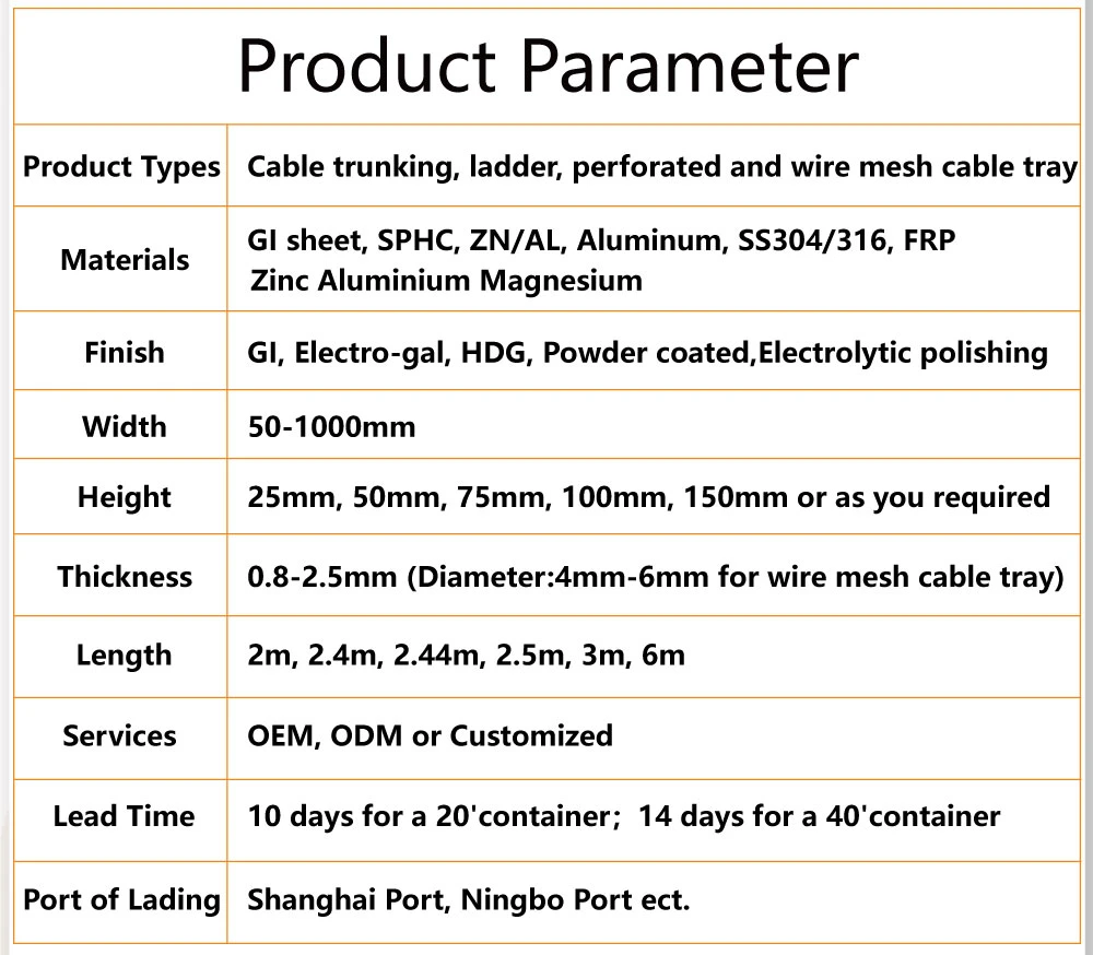 Factory Direct Sales Carbon Steel Cable Electrical Galvanized Ladder Rack Trays