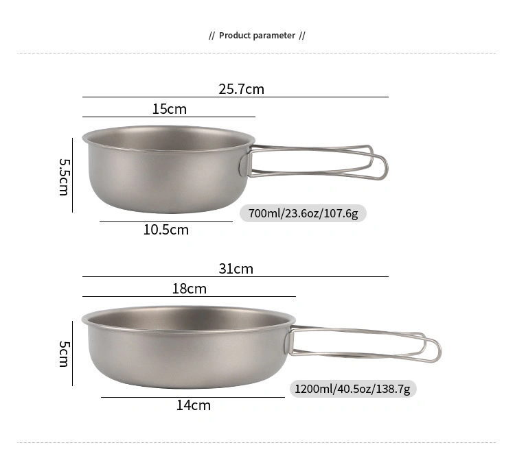 Wholesale Pure Titanium Camping Outdoor Cooking Portable Wild Cookware Collapsible Frying Pan