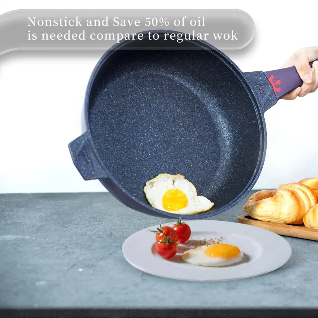 Multipurpose Heat-Indicator Nonstick-Deep-Frying-Pan with Glass Lid Stay-Cool-Handle Steamed Grid Dishwasher&Oven-Safe Works