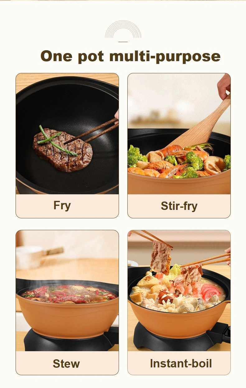 Frying Pan Non Stick Electric Multifunction Deep Dish Round Electric Frying Pan