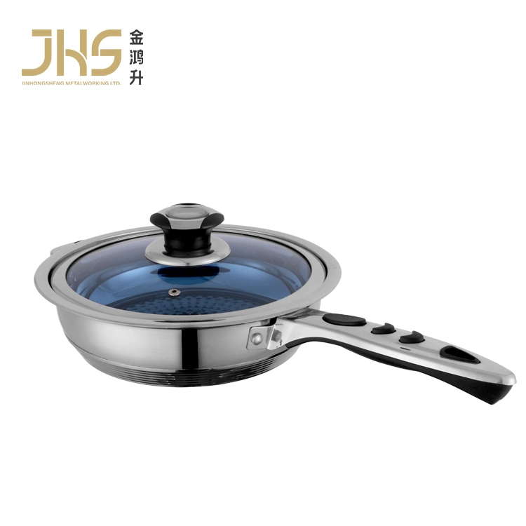 Kitchen Appliance Cookware Frypan Stainless Steel Marble Non Stick Frying Pan with Glass Lid