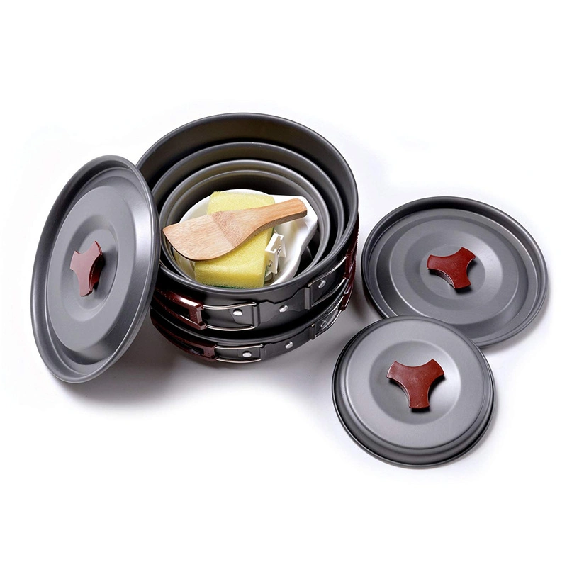 Factory Aluminum Pot Camping Frying Pan Outdoor 14-PCS Cookset Ultralight Stove Top for Family Travel