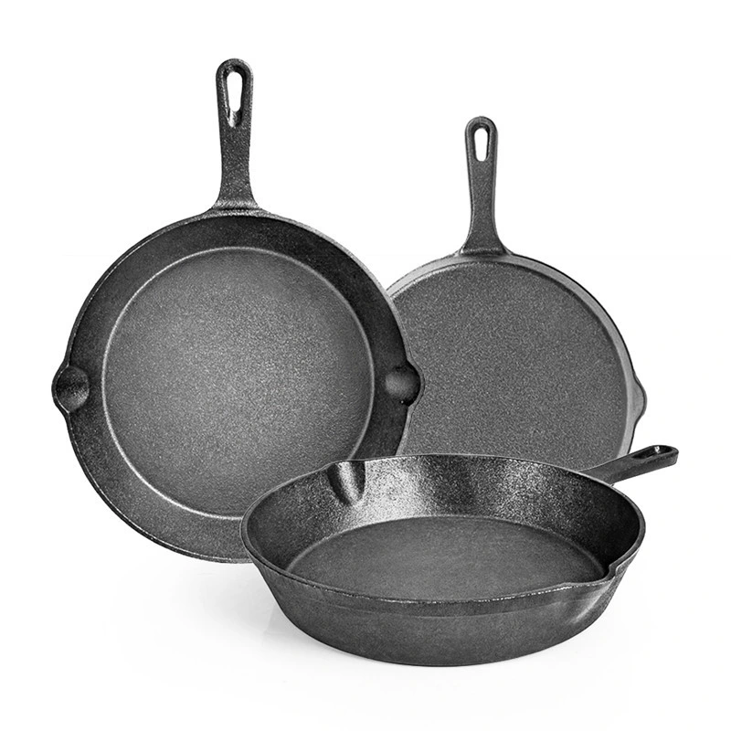 Cast Iron Skillet Pan Set 3 Piece - Pre-Seasoned, Oven Safe - 6&quot;, 8&quot;, 10&quot; - Suitable for All Hobs Including Induction