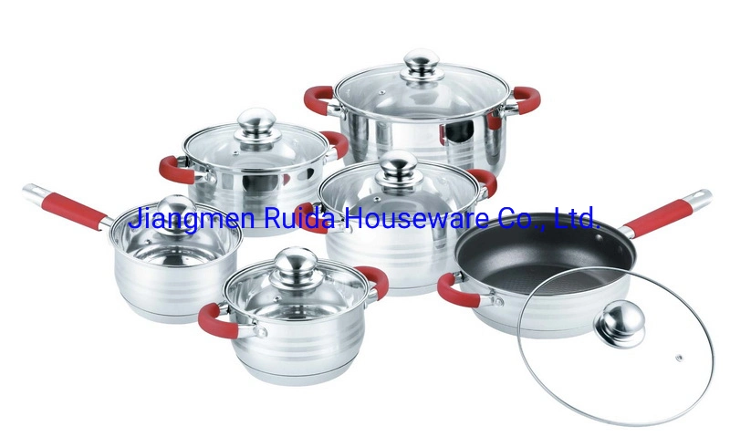 Nonstick Casserole Frying Pan 12PCS Stainless Steel Cookware