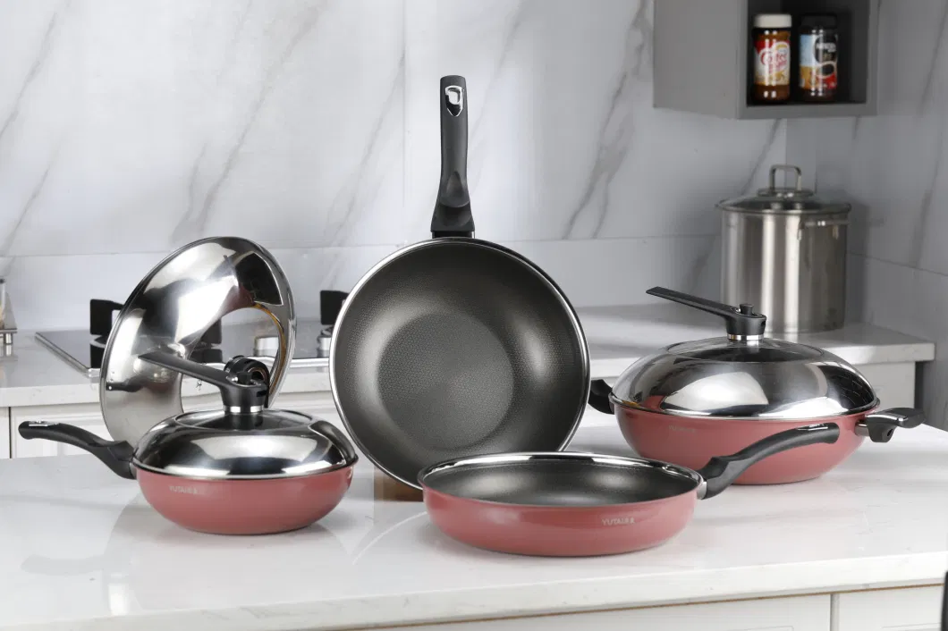 Best Sellers 4PCS Nonstick Coating Stainless Steel Outer Ceramic Layer Frying Pan Cookware Set