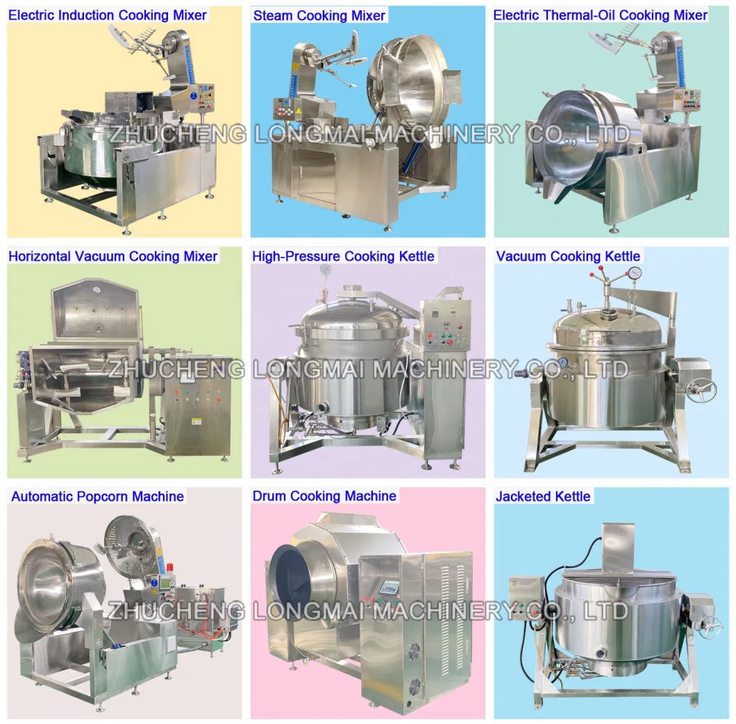 CE Approved Large Capacity Cooking Mixer Machine Jam Sauce Process Cooking Pot Stainless Steel Gas Fired Jacketed Pot Customized