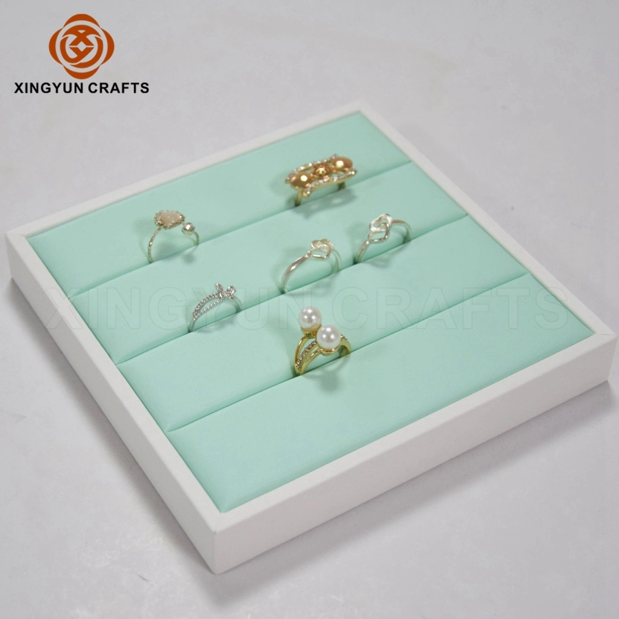 Custom Logo Color Store Showcasce Jewewelry Display Tray for Diamond Ear Stud Wood Stackable Trays