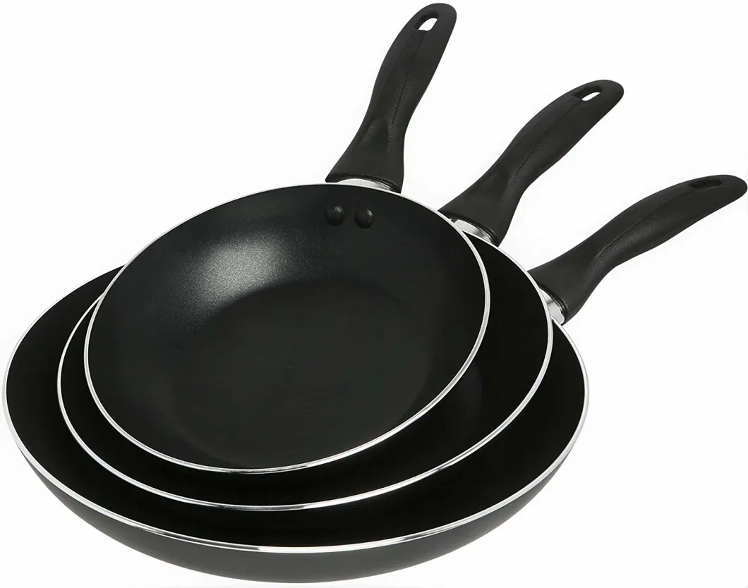 Good Quality Black Non Stick Fry Pan Set with Cheap Price Bakelite Handle Spiral Bottom Frying Pan Oil Free Kitchenware Skillet