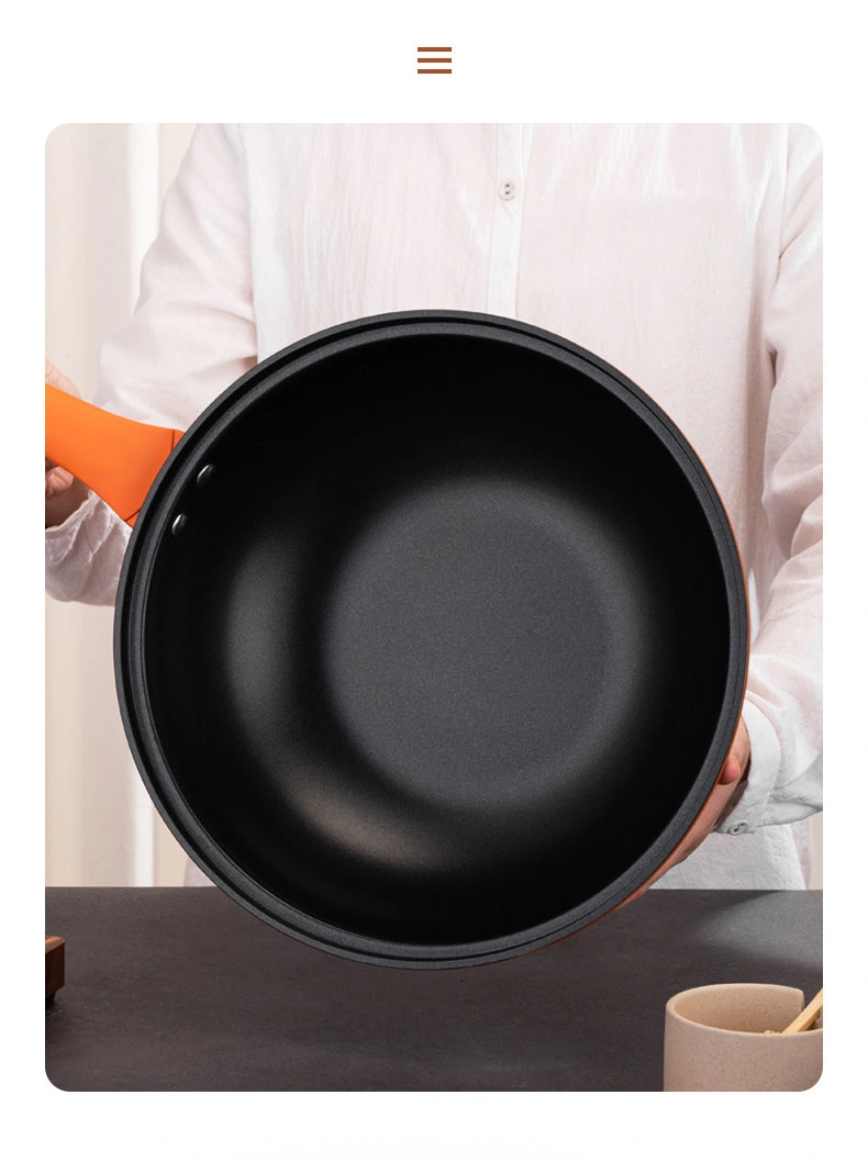 Chinese Style Nonstick Steel Wok Cookware Pan with Lid