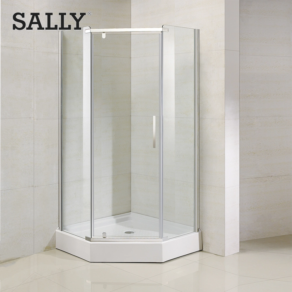 Sally ABS White Acrylic Diamond Neo-Angle Enclosure Shower Base 38X38X6 Inch Center Drain Single Threshold Shower Tray