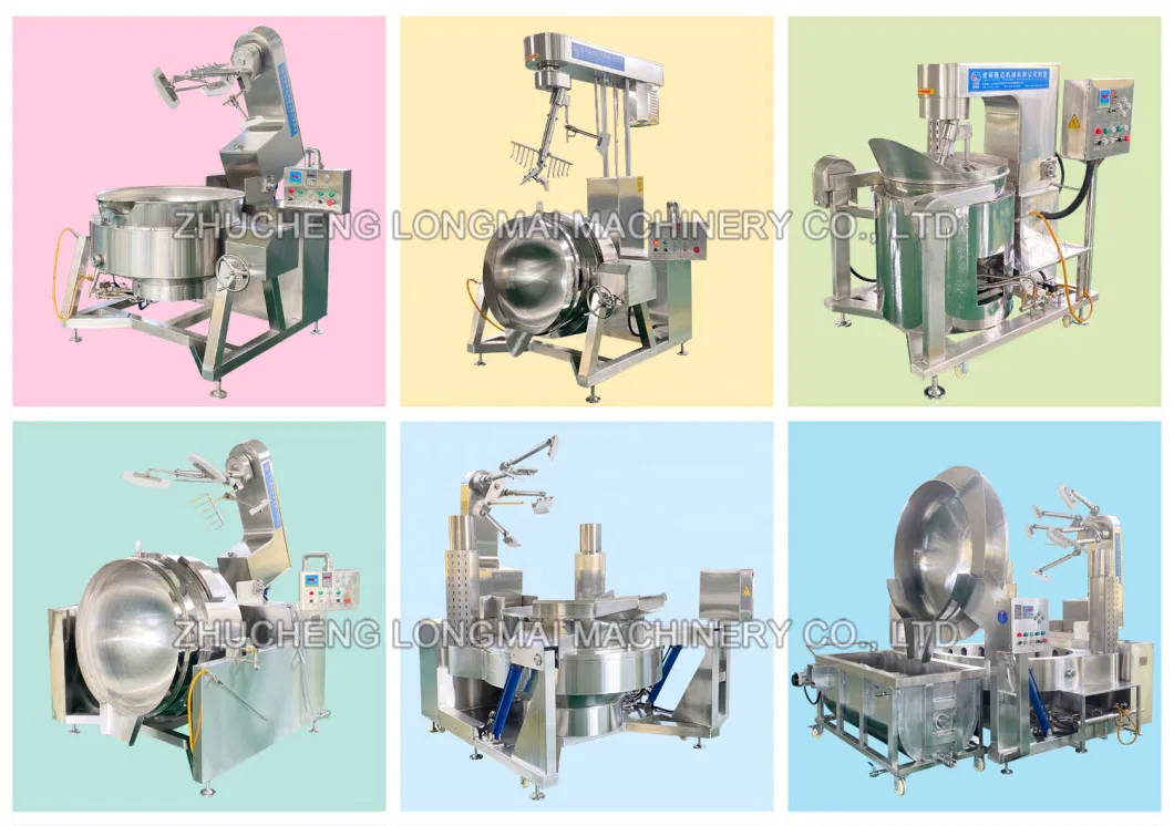 CE Approved Large Capacity Cooking Mixer Machine Jam Sauce Process Cooking Pot Stainless Steel Gas Fired Jacketed Pot Customized