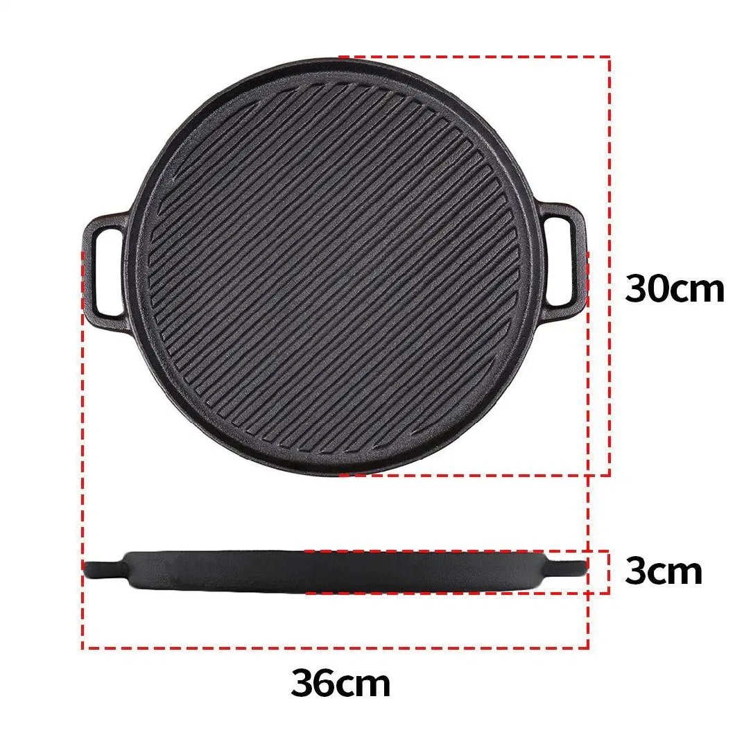 Wholesale Non Stick Cast Iron Camping Round Frying Pan Pre Seaoned Griddle Grill Pan for Outdoor and Kitchen Cooking