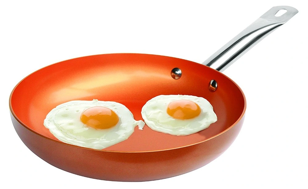 High Quality Ss Handle Pressed Aluminium Nonstick Copper Frying Pan with Titanium Coating