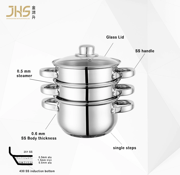 Kitchen Cookware Stainless Steel 2 Layer Cooking Food Steamer Cooking Couscous Pot