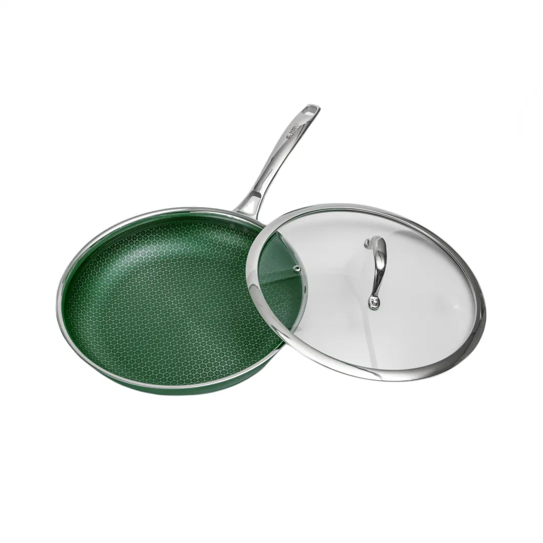 Stainless Steel Cookware Nonstick Honey Comb Coating Blackish Green Ceramic 28cm Frying Pan