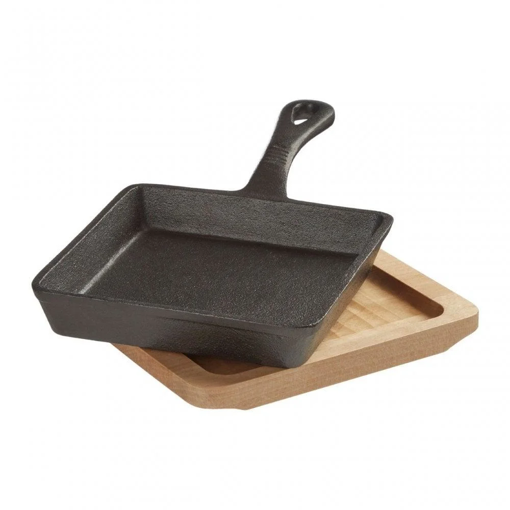 High Quality Mini Pre- Seasoned Cast Iron Skillet Square Pan Cast Iron Server Frying Pan