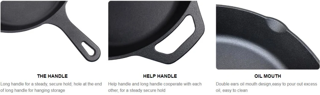 Pre-Seasoned Oven Safe Cookware Stovetop Barbecue Campfire Cooking Cast Iron Skillet Frying Pans