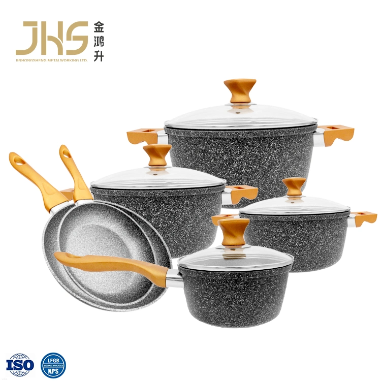 Kitchenware 10PCS Granite Non-Stick Aluminum Frying Pan Casserole Cookware Set