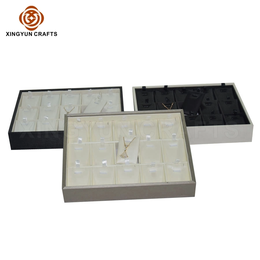 Custom Logo Color Store Showcasce Jewewelry Display Tray for Diamond Ear Stud Wood Stackable Trays