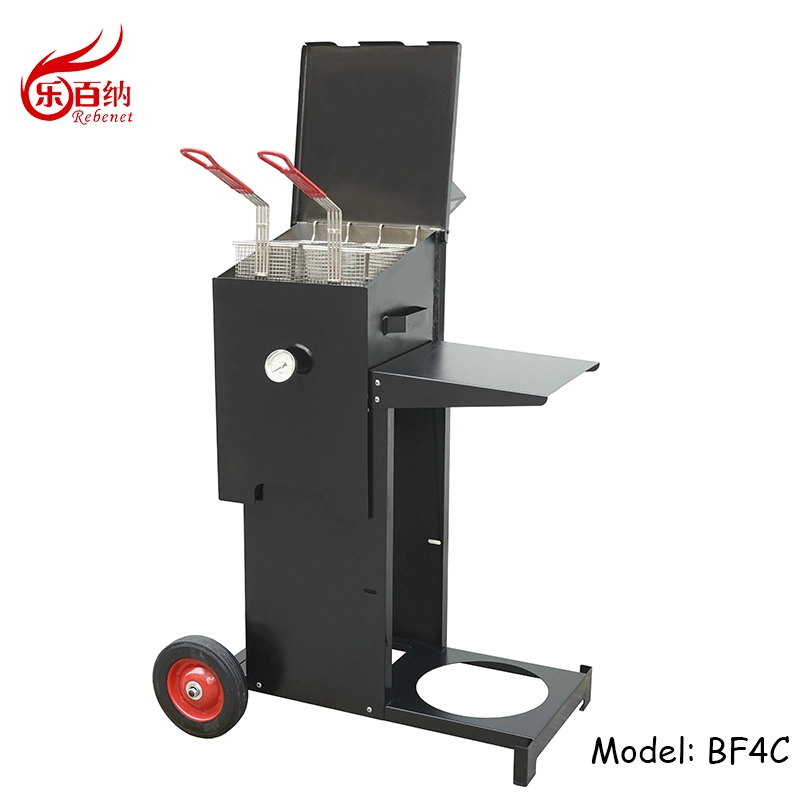 Commercial 4 Gallon Liquid Propane Gas Outdoor Deep Fish Fryer with Mobile Stand (BF4C)