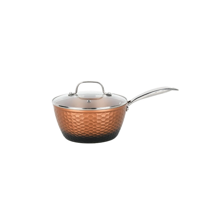 Copper Hammered Cookware Set, Triple Kitchenware Cooking Pot Includes Sauce Pan, Casserole, Frying Pan