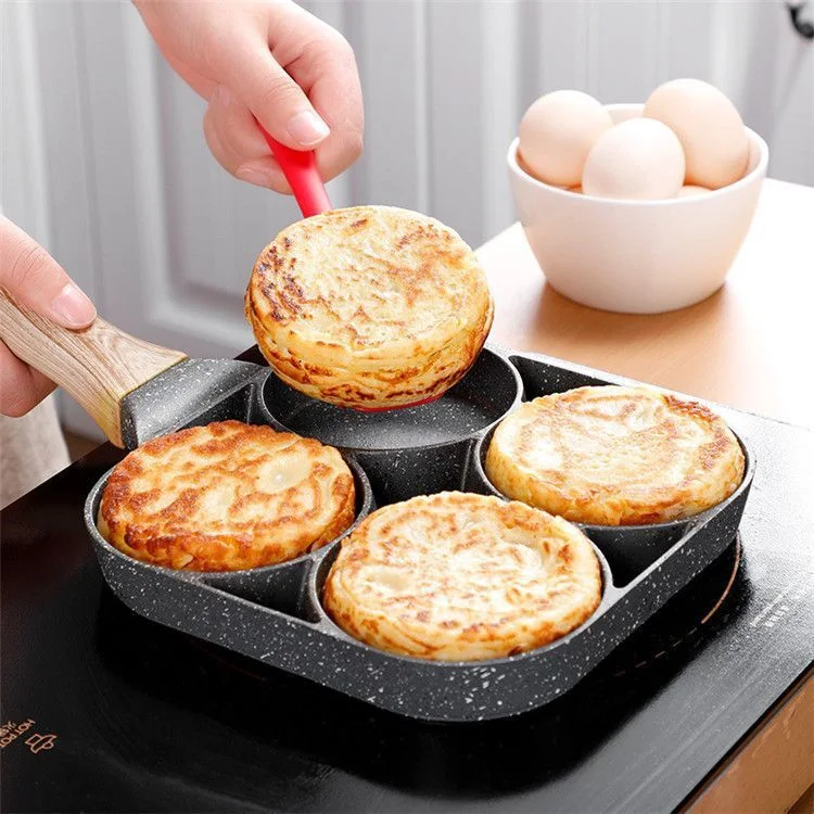 Four Hole Healthy Non-Stick Egg Frying Pan for Breakfast Pancake Omelette