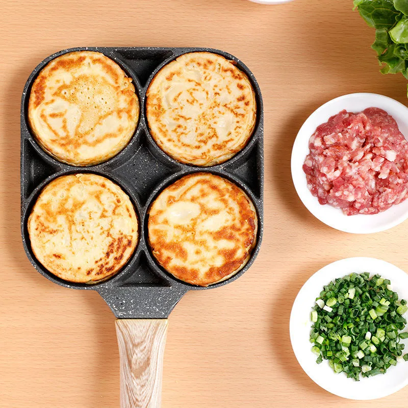 Four Hole Healthy Non-Stick Egg Frying Pan for Breakfast Pancake Omelette