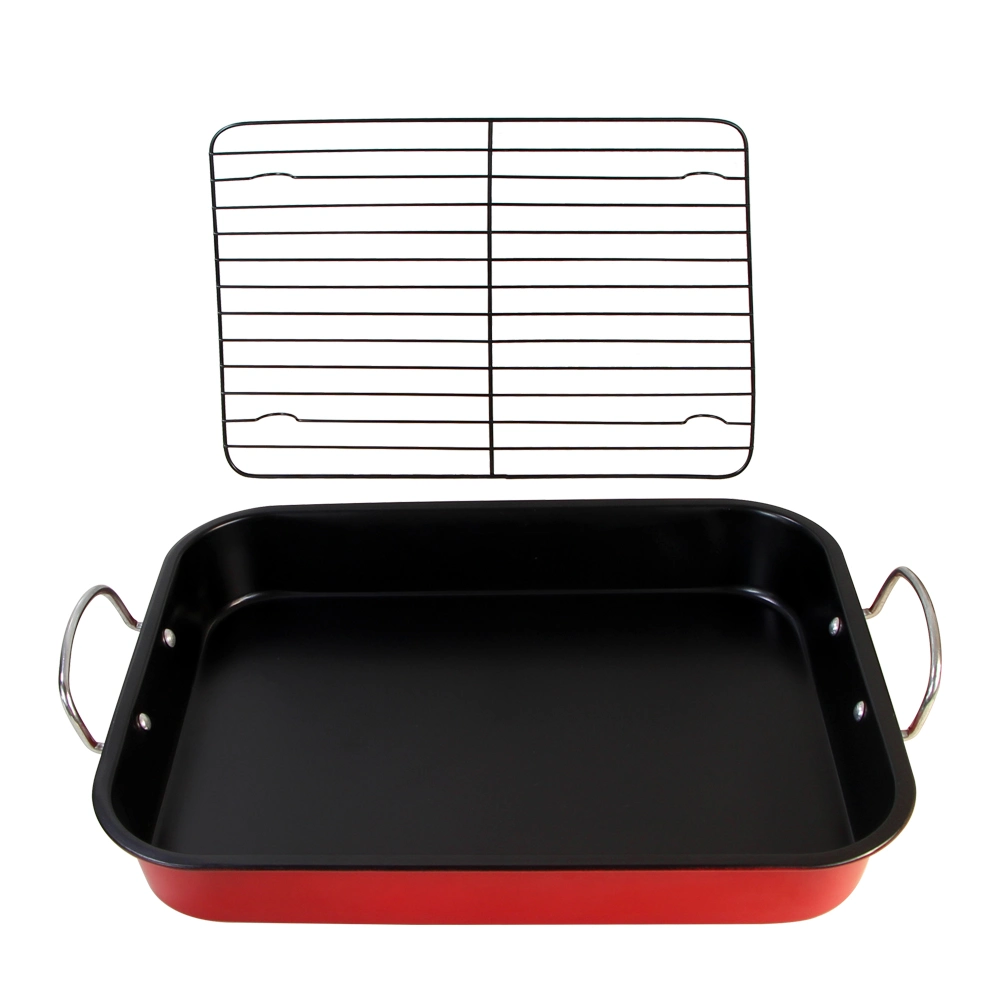 14.4&quot;X11.4&quot; Inch Non-Stick Carbon Steel Roaster Pan Turkey Roasting Pan Roaster Tray with Rack