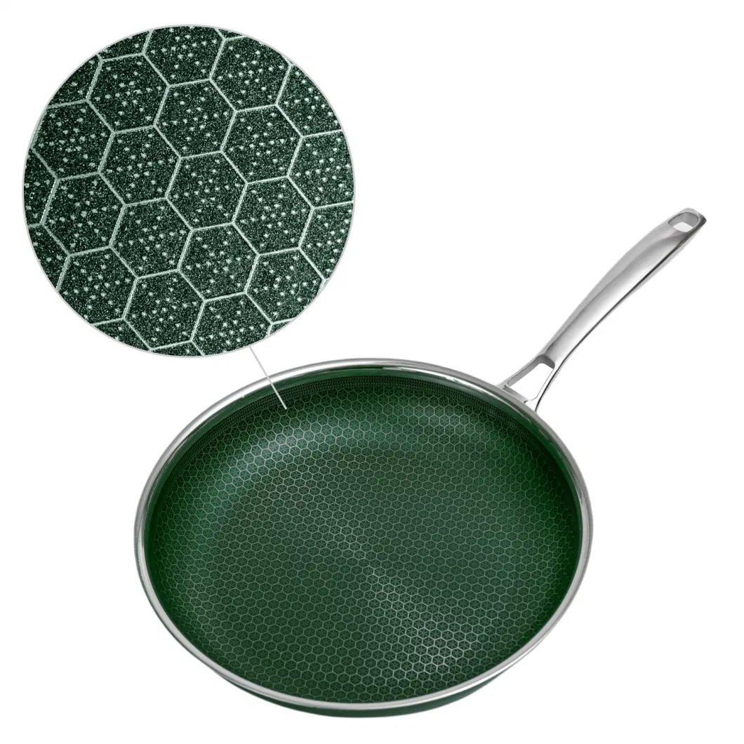 Stainless Steel Cookware Nonstick Honey Comb Coating Blackish Green Ceramic 28cm Frying Pan