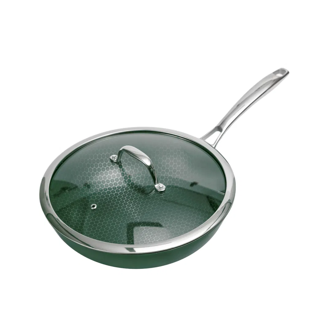 Stainless Steel Cookware Nonstick Honey Comb Coating Blackish Green Ceramic 28cm Frying Pan