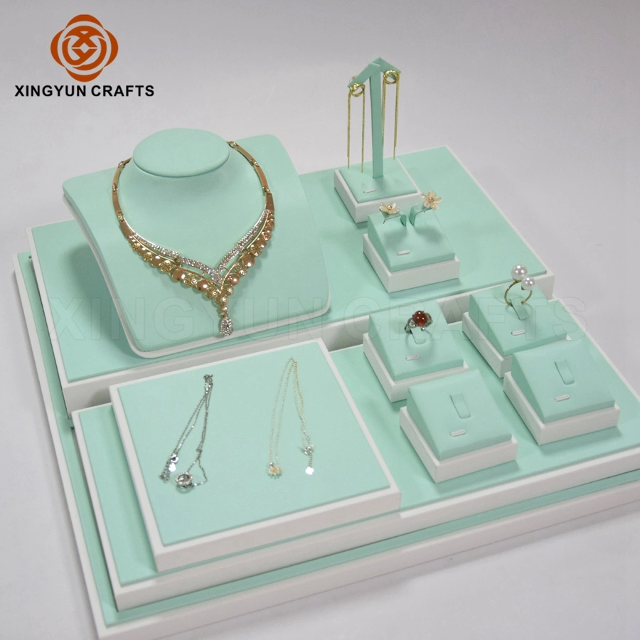 Custom Logo Color Store Showcasce Jewewelry Display Tray for Diamond Ear Stud Wood Stackable Trays