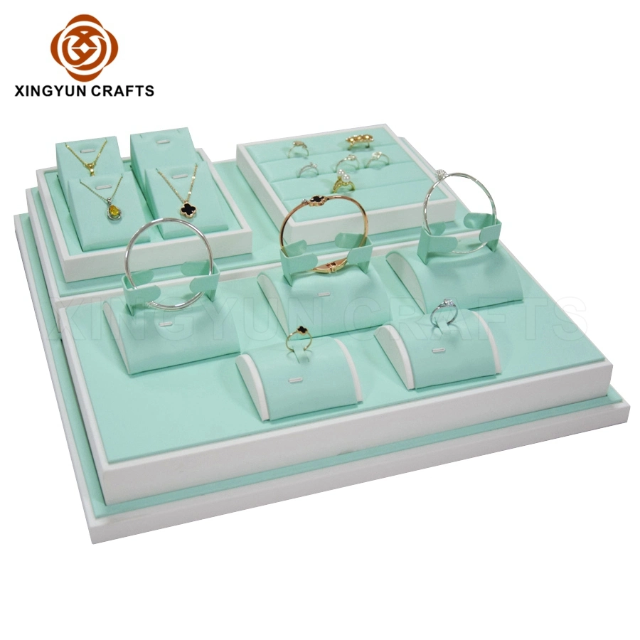 Custom Logo Color Store Showcasce Jewewelry Display Tray for Diamond Ear Stud Wood Stackable Trays