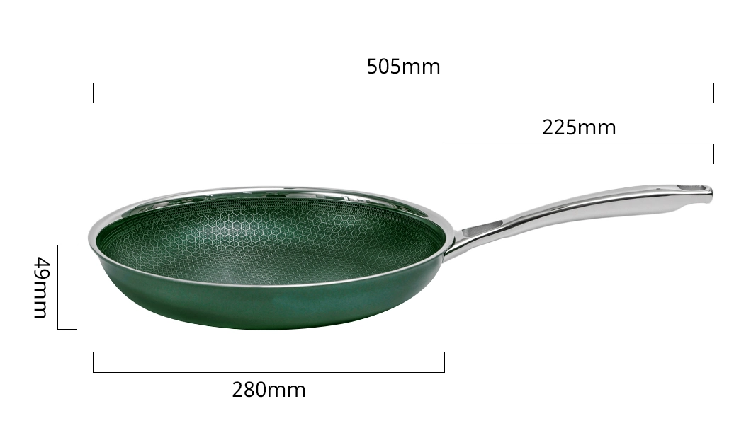 Stainless Steel Cookware Nonstick Honey Comb Coating Blackish Green Ceramic 28cm Frying Pan