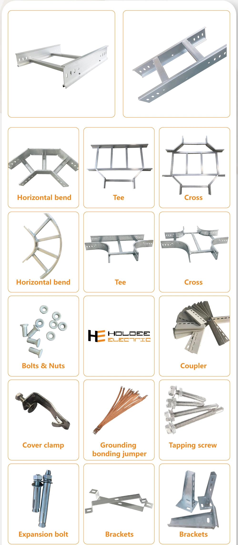 Factory Direct Sales Carbon Steel Cable Electrical Galvanized Ladder Rack Trays