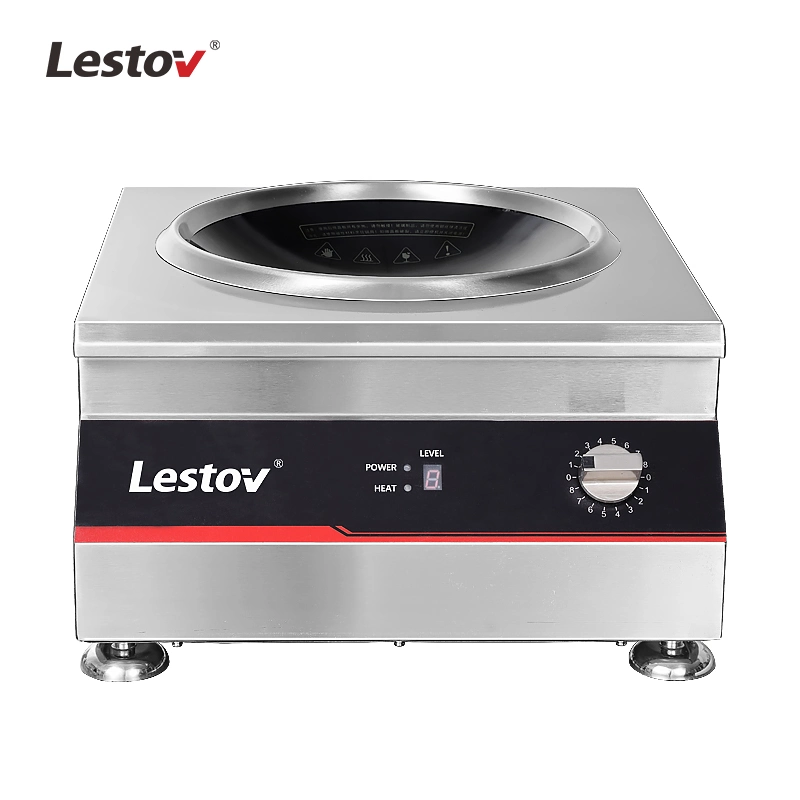 Lestov Countertop Commercial Induction Wok Cooker for Chinese Asian Restaurant Stir-Fry Food