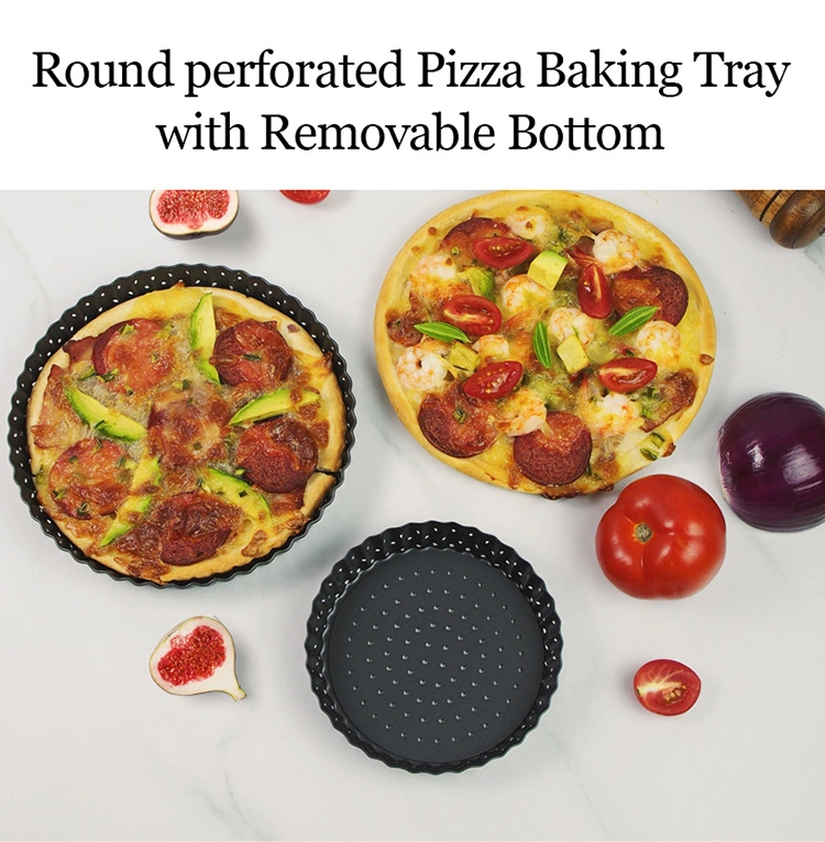 Factory Supply Perforated Carbon Steel Non-Stick Pie Tart Quiche Pan