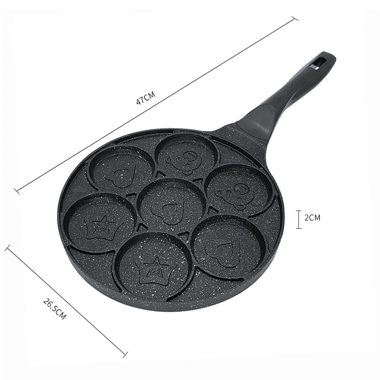 Home Kitchen Breakfast Omelette Pan, 7-Hole Egg Frying Pan Mold Non-Stick Pancake Mold, Easy to Clean, Lazy Pan Provides All-in-O