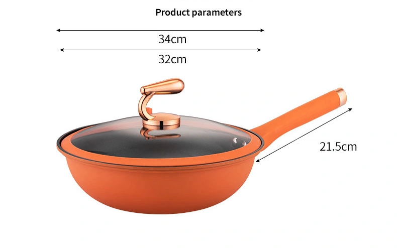 Chinese Style Nonstick Steel Wok Cookware Pan with Lid