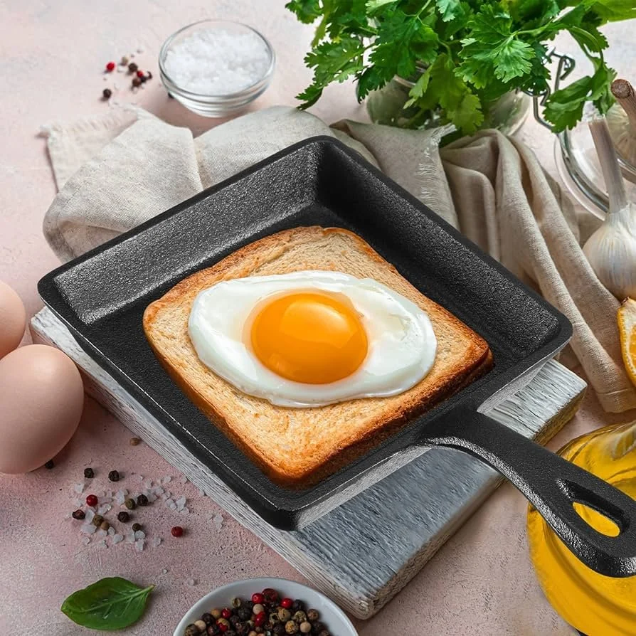 Nonstick Cast Iron Square Griddle Cookware Black Frying Pan Omelette Black Non-Stick Pan Fry Egg Pan