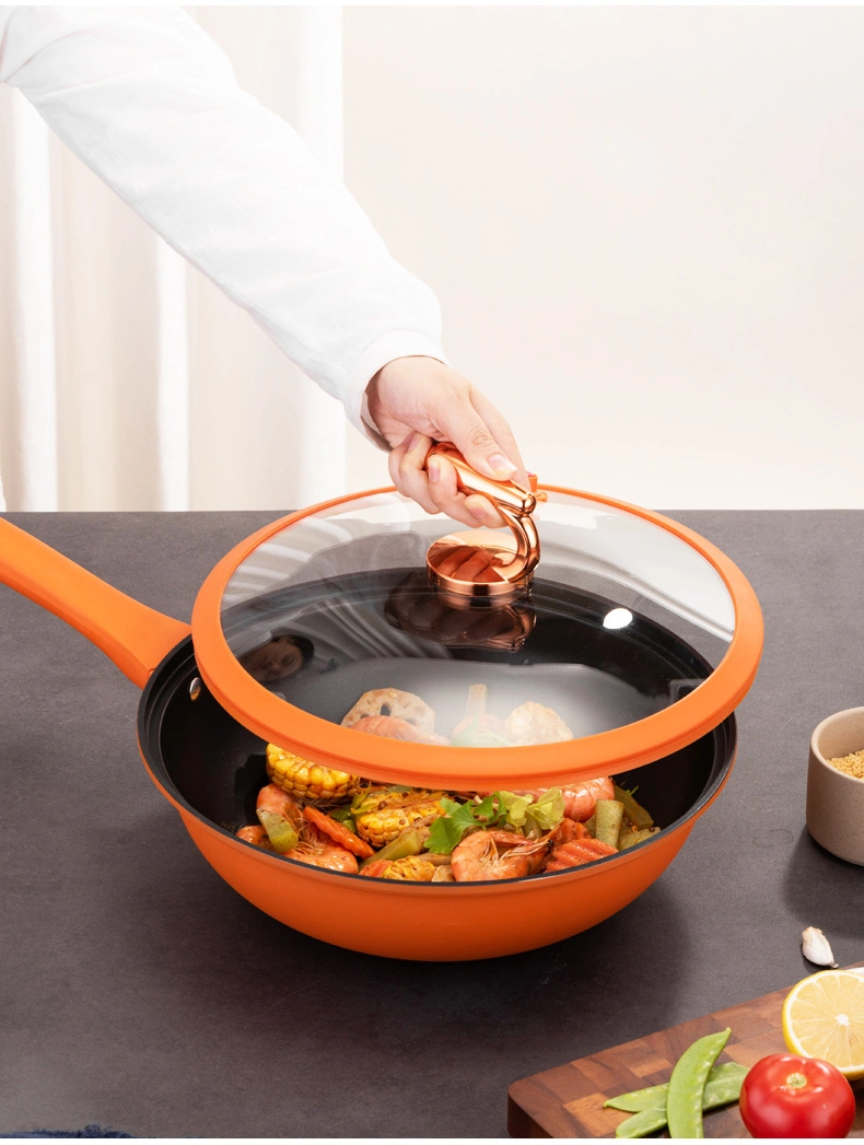 Chinese Style Nonstick Steel Wok Cookware Pan with Lid