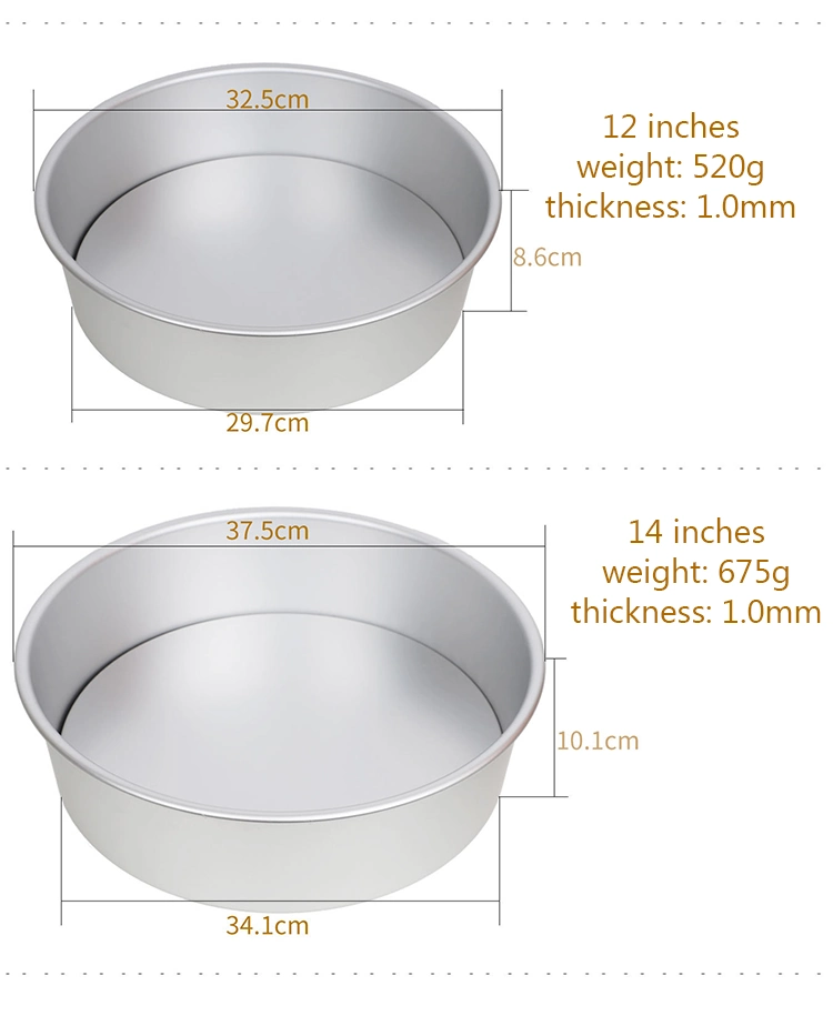 4/5/6/7/8/9/10/11/12/14 Inches Aluminum Round Chiffon Cheese Sponge Cake Baking Pan with Removable Bottom