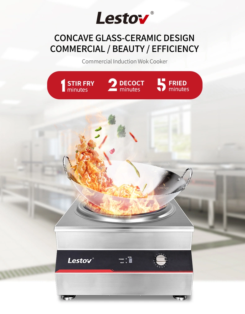 Lestov Countertop Commercial Induction Wok Cooker for Chinese Asian Restaurant Stir-Fry Food