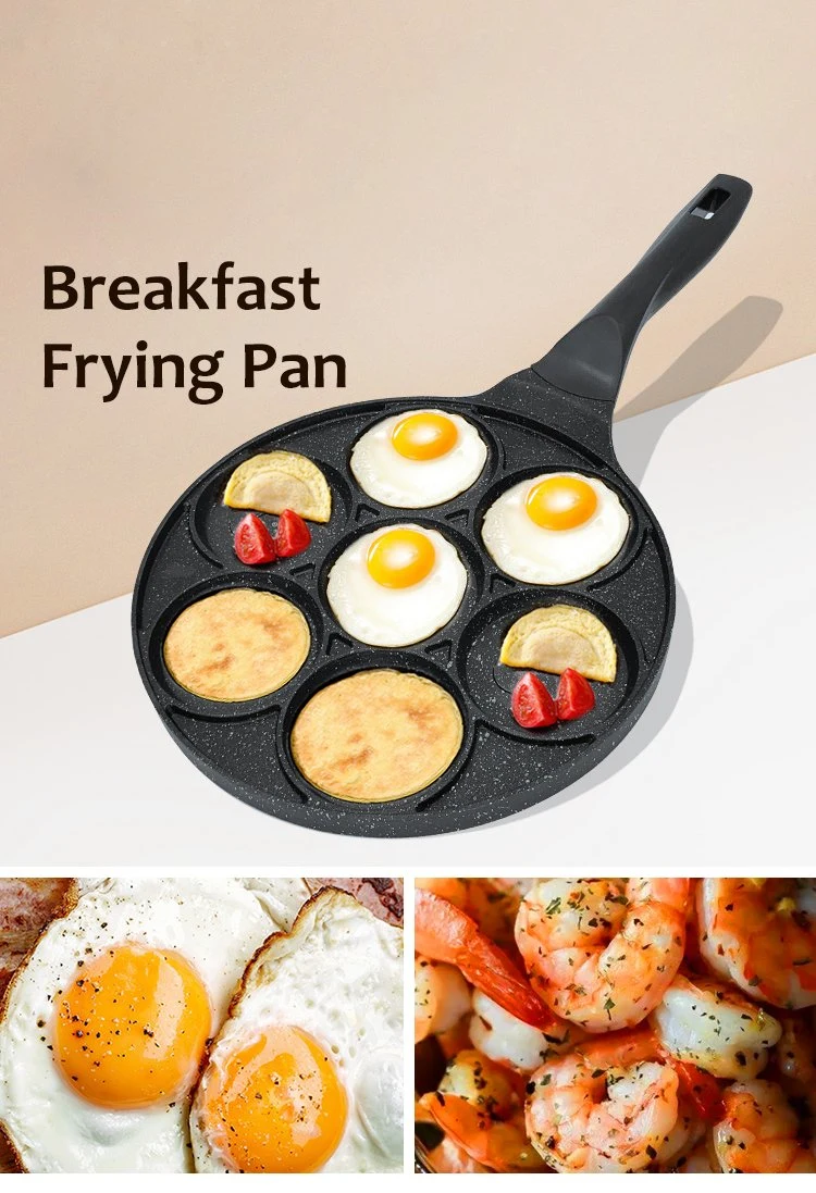 Home Kitchen Breakfast Omelette Pan, 7-Hole Egg Frying Pan Mold Non-Stick Pancake Mold, Easy to Clean, Lazy Pan Provides All-in-O