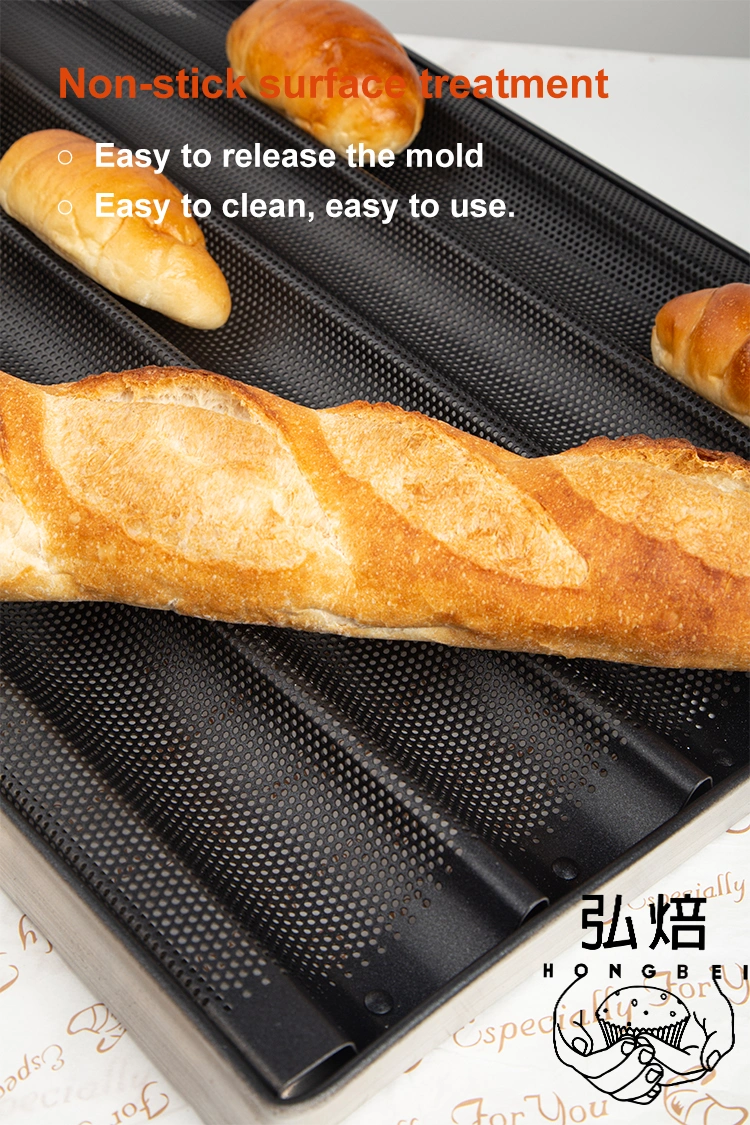 3 Waves Non Stick French Bread Mold Baguette Tray Baking Pan