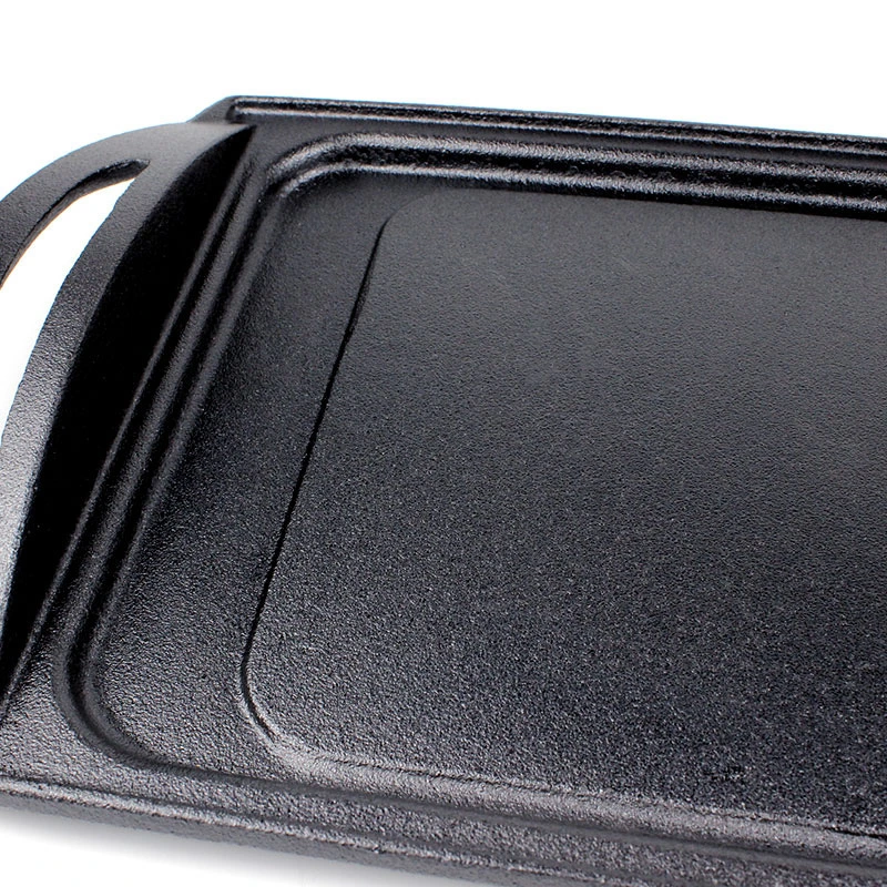 Multi-Purpose Oven Matte Black Enamel Coating Roasting BBQ Fry Pan Cast Iron Grill Griddle Pan