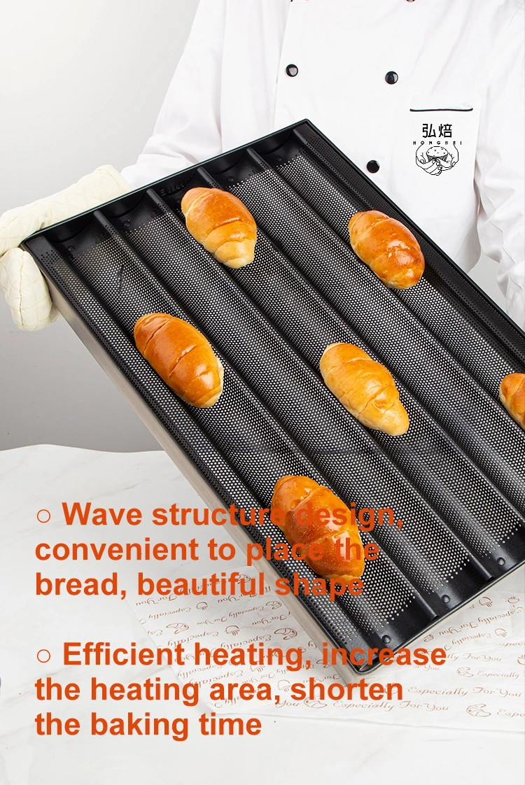 3 Waves Non Stick French Bread Mold Baguette Tray Baking Pan