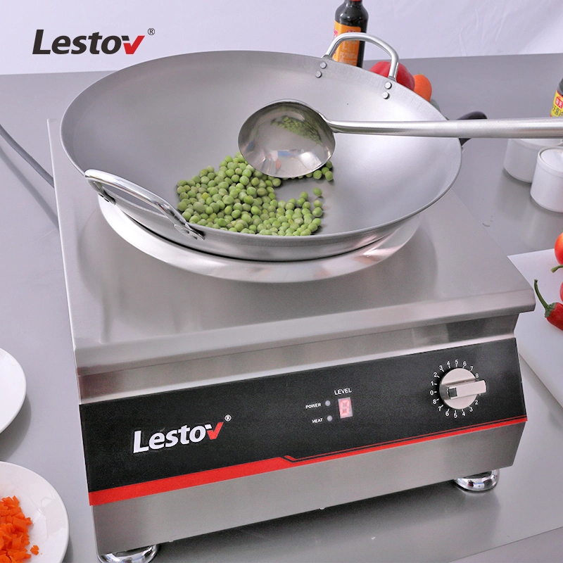 Lestov Countertop Commercial Induction Wok Cooker for Chinese Asian Restaurant Stir-Fry Food