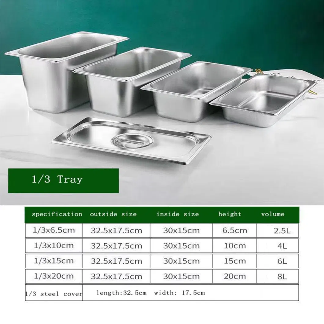 20-200mm 1/1 Gn Pan Stainless Steel Gastronorm Containers Food Storage Hotel Gn Pan with Stainless Lid Customized