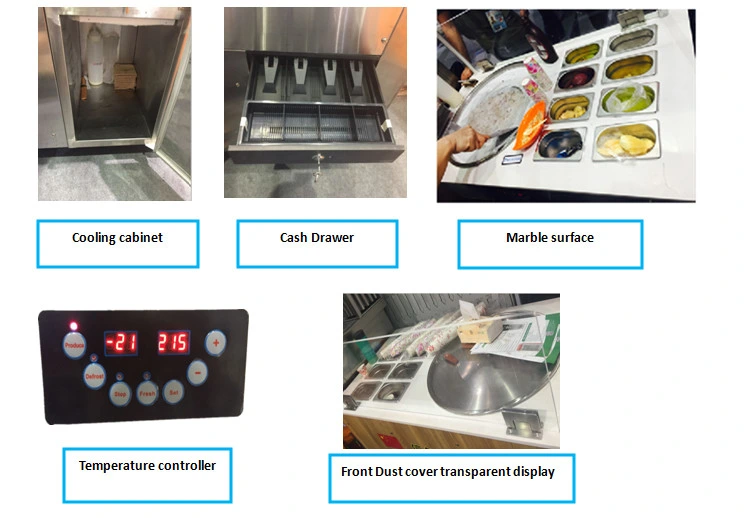 Cold Stone Marble Slab Top Fry Ice Cream Machine Double Pan